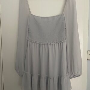 Wilfred Gray Tiered Mini Dress with Balloon Sleeves